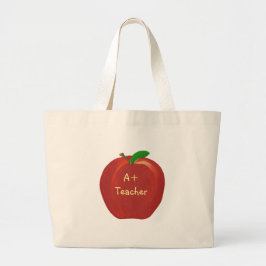 Pomme rouge, A+ enseignant, sacs en toile