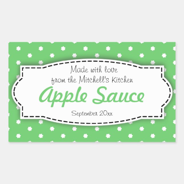 Pomme Sauce confit étiquette de nourriture verte a (Devant)