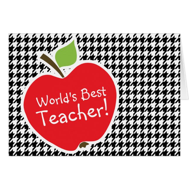 Pomme sur Houndstooth noir & blanc (Devant horizontal)