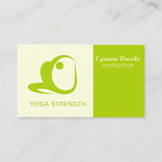 Pomme vert Beige Yoga Force Carte de visite (Devant)