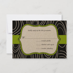 Pomme Vert et Noir Grain Mariage RSVP