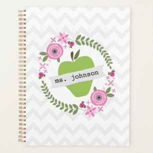 Pomme verte Floral Wreath enseignant planificateur