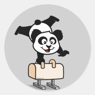 Pommel Horse Panda Runder Aufkleber