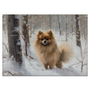 Pommer Pomeranian Lass es schneien Weihnachten Schneidebrett