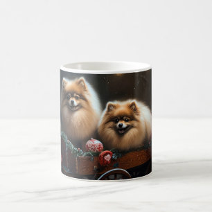 Pommerischer Schneeschlitten Weihnachtsdekoration Kaffeetasse