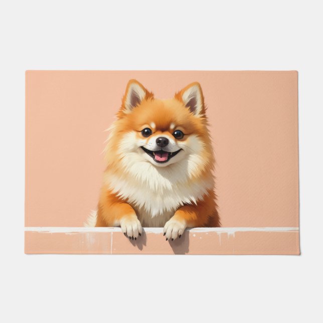 Pommern-Hund Türmatte Kunst (Vorderseite)