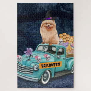 Pommernhund Halloween-LKW Gruselige Nacht