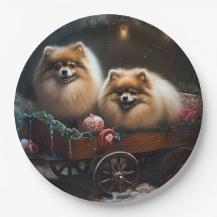 Pommernischer Schneeschlitten Weihnachtsdekoration Pappteller