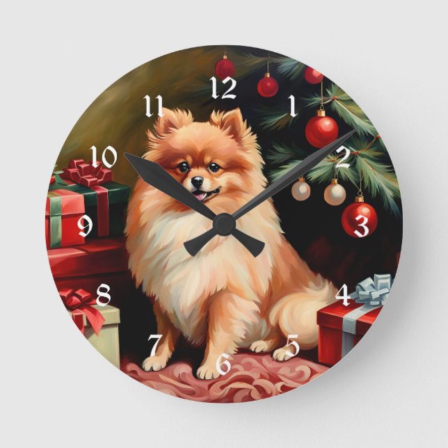 Pommersche Weihnachten Runde Wanduhr (Vorderseite)