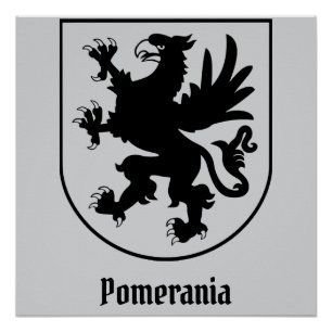 Pommersches Wappen Schwarz-Weiß Heraldik Poster
