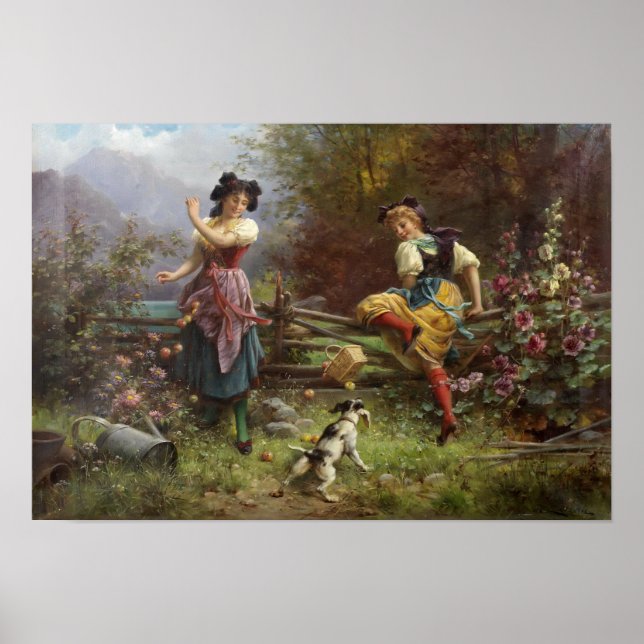 Pommes à tambour par Hans Zatzka - affiche (Devant)