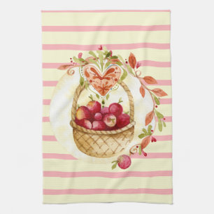 Pommes d'aquarelle dans Panier Serviette de cuisin
