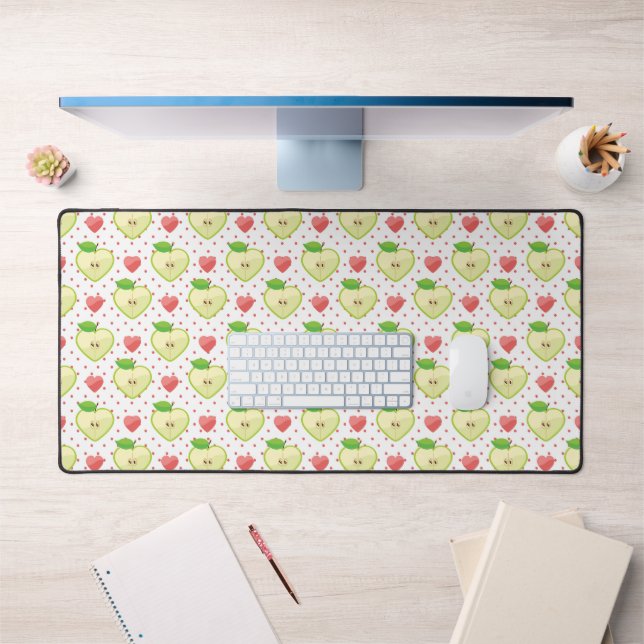 Pommes du coeur avec Pois roses et Coeurs (Bureau 1)