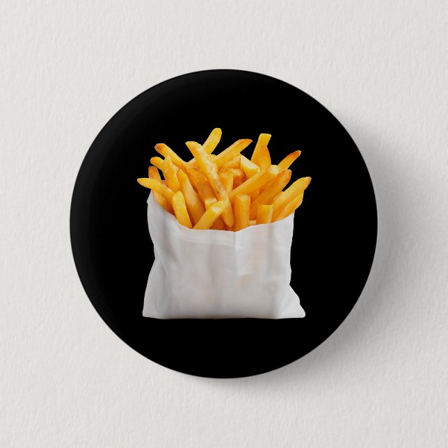 Pommes Frites braten lustiger Halloween-Essenskost Button (Vorderseite)
