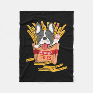 Pommes frites - Französische Bulldogge Fast Food F Fleecedecke