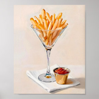 Pommes Frites im Martiniglas Poster