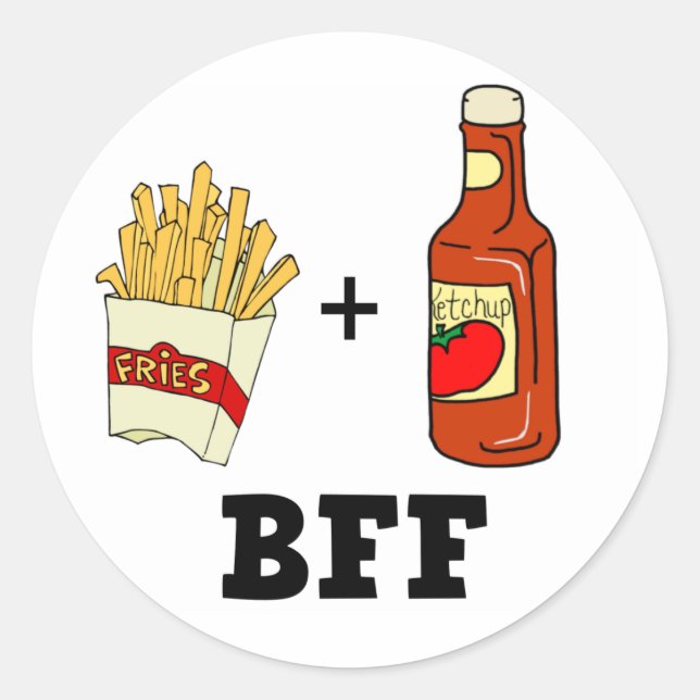 Pommes frites & Ketchup BESTE FREUNDIN Runder Aufkleber (Vorderseite)