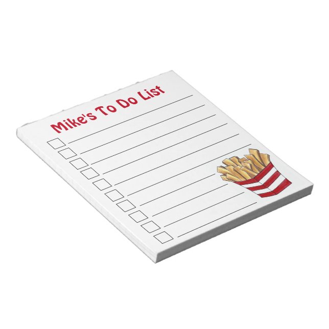 Pommes frites Pommes frites Fry Fast Food Notizblock (angewinkelt)