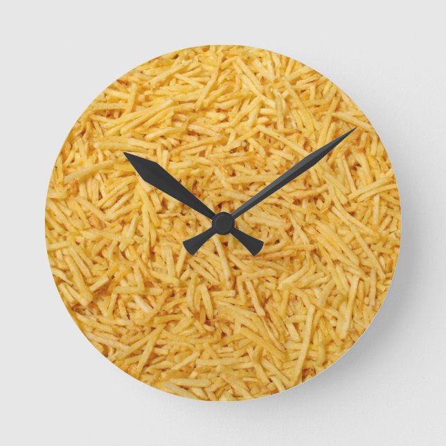 Pommes-Frites Runde Wanduhr (Vorderseite)