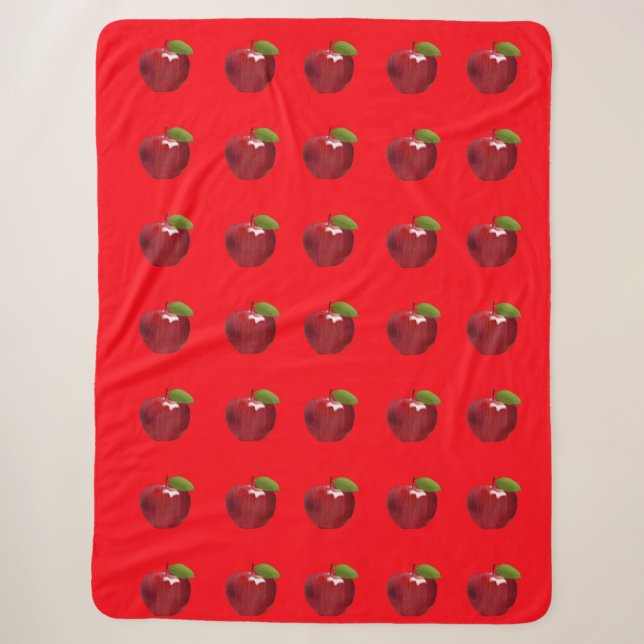 Pommes sur la couverture rouge Sherpa (Devant)