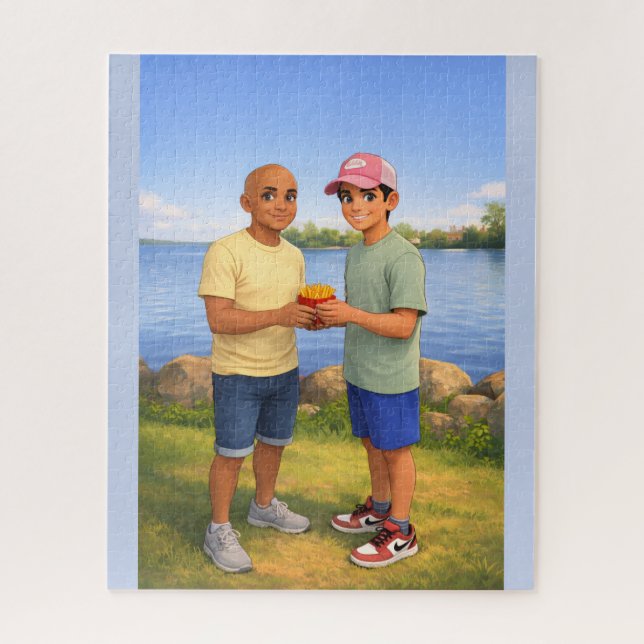 Pommes teilen am See (Vertikal)