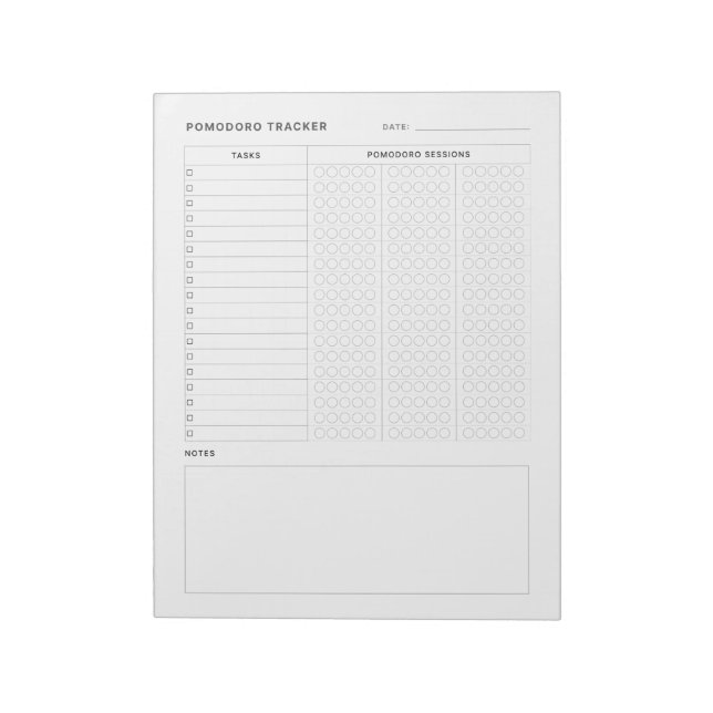 Pomodoro Studie Habit Tracker Notizblock (Rotiert)