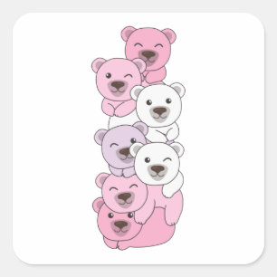Pomosexual Flag Prix Lgbtq Niedlich Bear Pile Squa Quadratischer Aufkleber