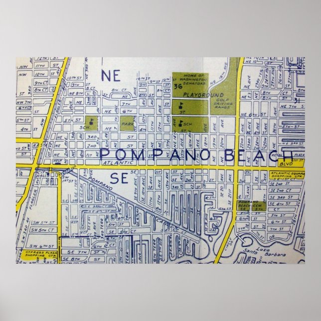 Pompano Beach, FL Vintag Map Poster (Vorne)