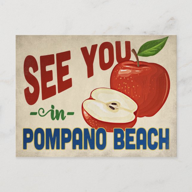 Pompano Beach Florida Apple - Vintage Travel Postkarte (Vorderseite)