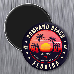Pompano Beach Florida Retro-Sonnenuntergang-Souven Magnet