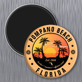 Pompano Beach Florida Retro Sunset Souvenir 80er Magnet