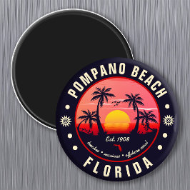 Pompano Beach Florida Retro Sunset Souvenir Magnet