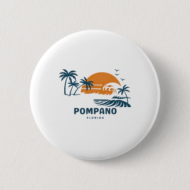 Pompano Beach Florida Sommerurlaub Vintage 70er Button (Vorderseite)
