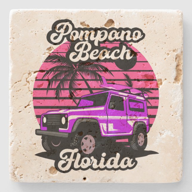 Pompano Beach, Florida Steinuntersetzer (Vorderseite)