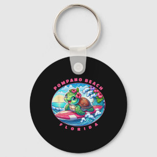 Pompano Beach Florida Süßes Surfmädchen Meeresschi Schlüsselanhänger