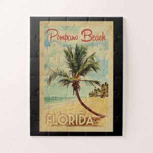 Pompano Beach Palm Tree Vintage Travel