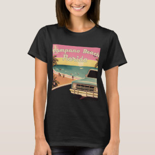 Pompano Beach Retro Beach Urlaub Souvenir Florid T-Shirt