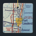 Pompano Beach Vintage Karte Keramikornament<br><div class="desc">Weihnachtsschmuck für Pompano Beach Florida,  Diana und Hollywood FL auf Vintager Karte.</div>