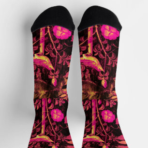 POMPEII GARTEN,NACHTIGALL ,ROTE ROSEN Rosa Schwarz Socken