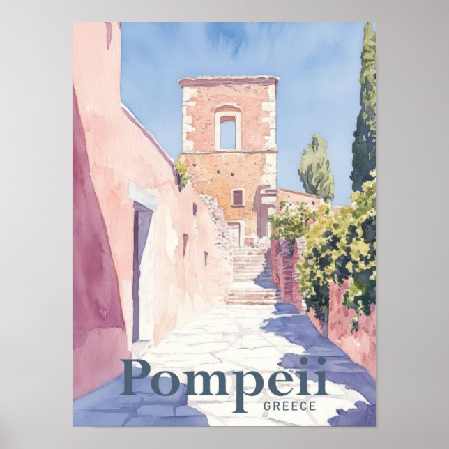 Pompeii Griechenland Wasserfarben Poster (Vorne)