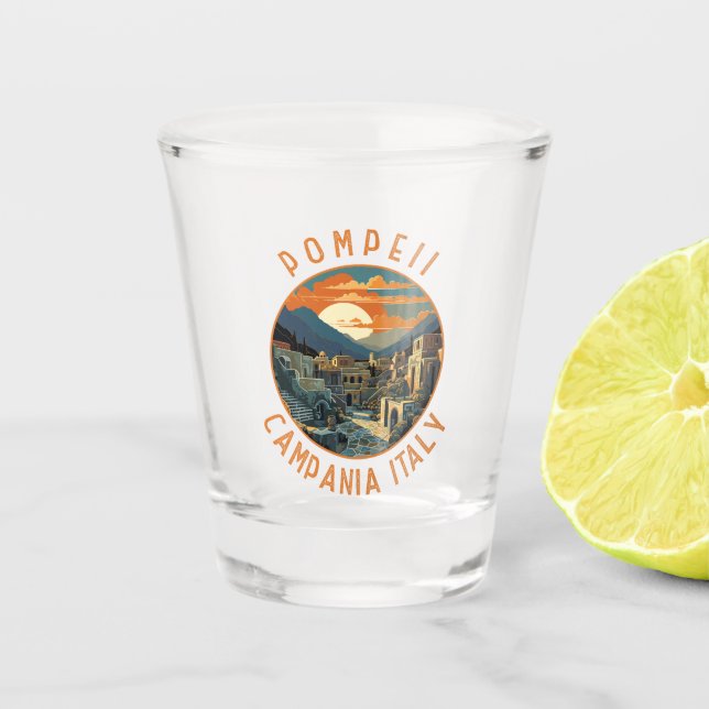 Pompeii Kampanien Italien Retro Distressed Circle Schnapsglas (Vorderseite)