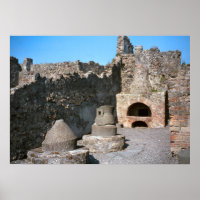 Pompeji, Bäckerei mit Mühlsteinen und Backofen