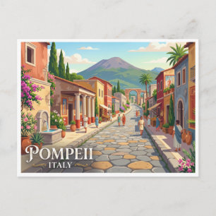 Pompeji-Straße und Vesuv Italien Postkarte