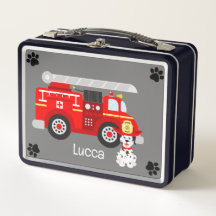 Pompier Et Son Camion En Métal Lunchbox