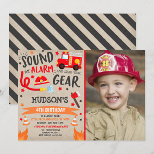 Pompier Invitation Anniversaire Fireman Party
