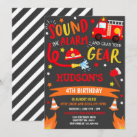 Pompier Invitation Anniversaire Fireman Party