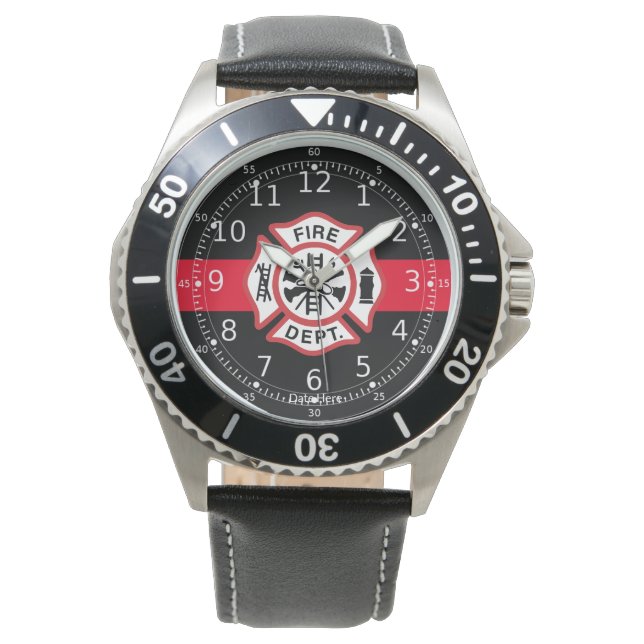 Pompier Mince ligne rouge, pompier montres hommes (devant)
