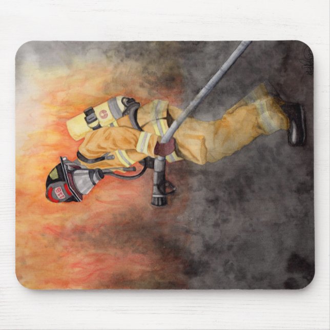 Pompier original d'aquarelle de tapis de souris de (Devant)