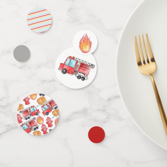 Pompier pompier pompier enfant confetti anniversai (Groupe)