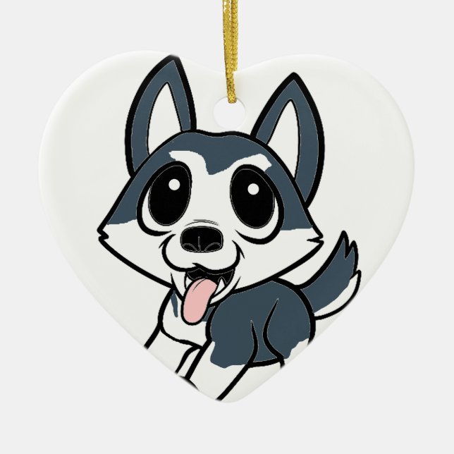 pomsky Cartoon Keramikornament (Vorne)